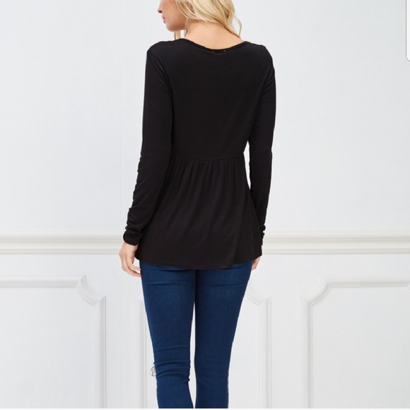 Black empire waist long sleeve top - Picture 4 of 7